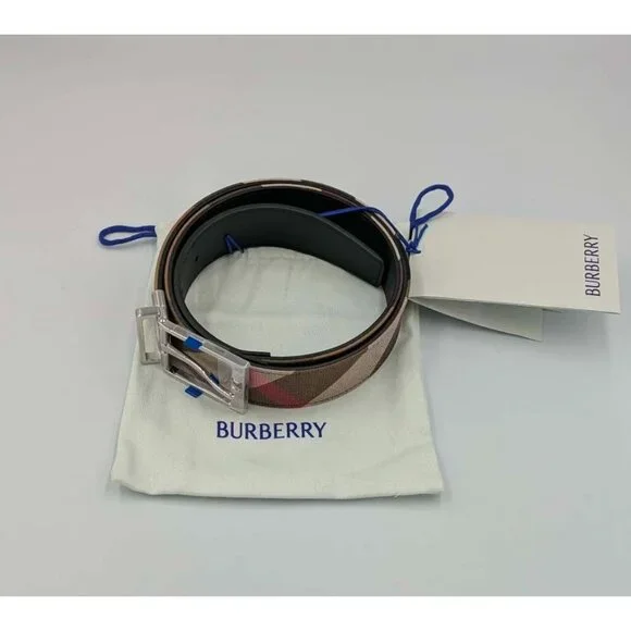 Burberry MB Louis35 Check Reversible Canvas Leather Belt  display picture 1
